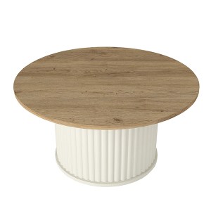 meg-GP042-0282,1-2 ΤΡΑΠΕΖΑΚΙ ΣΑΛΟΝΙΟΥ BOHEMA MEGAPAP ΧΡΩΜΑ IVORY - SEPET OAK Ø85X43,2ΕΚ.