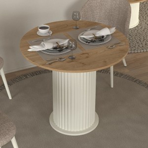 meg-GP042-0285,1-0 ΤΡΑΠΕΖΙ BOHEMA MEGAPAP ΧΡΩΜΑ IVORY - SEPET OAK Ø90X77,7ΕΚ.