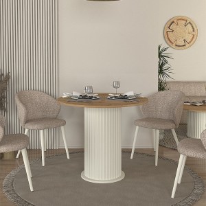 meg-GP042-0285,1-1 ΤΡΑΠΕΖΙ BOHEMA MEGAPAP ΧΡΩΜΑ IVORY - SEPET OAK Ø90X77,7ΕΚ.