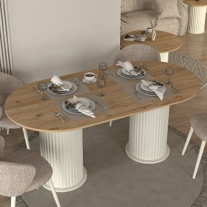 meg-GP042-0286,1-0 ΤΡΑΠΕΖΙ BOHEMA MEGAPAP ΧΡΩΜΑ IVORY - SEPET OAK 180X90X77,7ΕΚ.