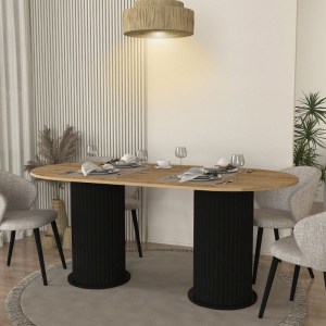 meg-GP042-0286,2-2 ΤΡΑΠΕΖΙ BOHEMA MEGAPAP ΧΡΩΜΑ ΜΑΥΡΟ - SEPET OAK 180X90X77,7ΕΚ.