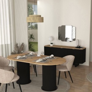 meg-GP042-0286,2-3 ΤΡΑΠΕΖΙ BOHEMA MEGAPAP ΧΡΩΜΑ ΜΑΥΡΟ - SEPET OAK 180X90X77,7ΕΚ.