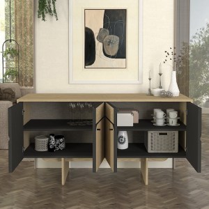 meg-GP042-0294,1-1 ΜΠΟΥΦΕΣ LAVA MEGAPAP ΧΡΩΜΑ ROTA OAK - ΑΝΘΡΑΚΙ 150X44,6X76ΕΚ.