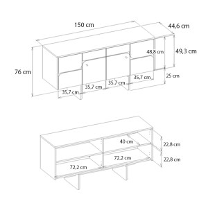 meg-GP042-0294,1-7 ΜΠΟΥΦΕΣ LAVA MEGAPAP ΧΡΩΜΑ ROTA OAK - ΑΝΘΡΑΚΙ 150X44,6X76ΕΚ.