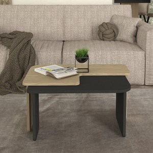 meg-GP042-0295,1-1 ΤΡΑΠΕΖΑΚΙ ΣΑΛΟΝΙΟΥ ΣΕΤ 2ΤΜΧ LAVA MEGAPAP ΧΡΩΜΑ ROTA OAK - ΑΝΘΡΑΚΙ 75X48,5X35,6ΕΚ.