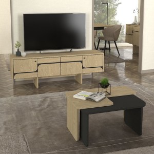 meg-GP042-0296,1-4 ΕΠΙΠΛΟ ΤΗΛΕΟΡΑΣΗΣ LAVA MEGAPAP ΧΡΩΜΑ ROTA OAK - ΑΝΘΡΑΚΙ 150X35X51,3ΕΚ.
