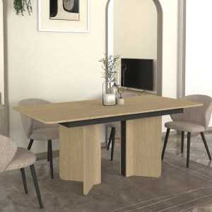 meg-GP042-0297,1-0 ΤΡΑΠΕΖΙ LAVA MEGAPAP ΧΡΩΜΑ ROTA OAK - ΑΝΘΡΑΚΙ 180X90X76,8ΕΚ.