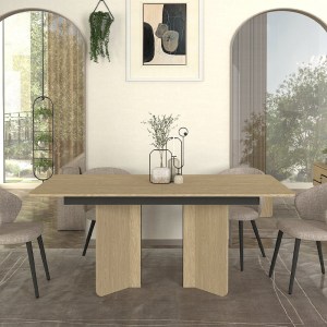 meg-GP042-0297,1-1 ΤΡΑΠΕΖΙ LAVA MEGAPAP ΧΡΩΜΑ ROTA OAK - ΑΝΘΡΑΚΙ 180X90X76,8ΕΚ.