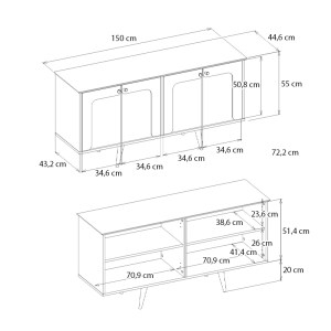 meg-GP042-0299,1-7 ΜΠΟΥΦΕΣ SEVILLA MEGAPAP ΧΡΩΜΑ SANDSTONE - TRAVERTINE 150X44,6X72,2ΕΚ.