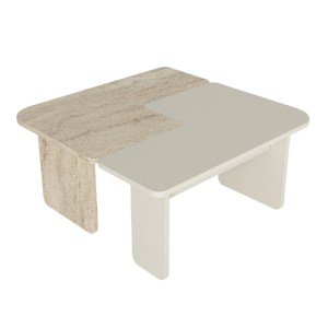 meg-GP042-0300,1-4 ΤΡΑΠΕΖΑΚΙ ΣΑΛΟΝΙΟΥ ΣΕΤ 2ΤΜΧ SEVILLA MEGAPAP ΧΡΩΜΑ SANDSTONE - TRAVERTINE 75X75X37,4ΕΚ.
