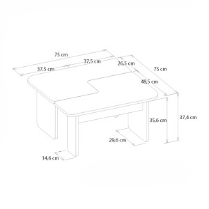 meg-GP042-0300,1-8 ΤΡΑΠΕΖΑΚΙ ΣΑΛΟΝΙΟΥ ΣΕΤ 2ΤΜΧ SEVILLA MEGAPAP ΧΡΩΜΑ SANDSTONE - TRAVERTINE 75X75X37,4ΕΚ.