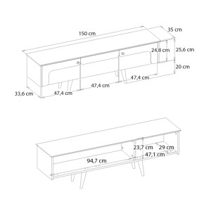 meg-GP042-0301,1-6 ΕΠΙΠΛΟ ΤΗΛΕΟΡΑΣΗΣ SEVILLA MEGAPAP ΧΡΩΜΑ SANDSTONE - TRAVERTINE 150X35X45,6ΕΚ.