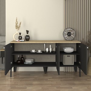 meg-GP042-0303,1-1 ΜΠΟΥΦΕΣ PEDRO MEGAPAP ΧΡΩΜΑ ΑΝΘΡΑΚΙ - ROTA OAK 150X45X75ΕΚ.