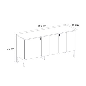 meg-GP042-0303,1-7 ΜΠΟΥΦΕΣ PEDRO MEGAPAP ΧΡΩΜΑ ΑΝΘΡΑΚΙ - ROTA OAK 150X45X75ΕΚ.