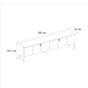 meg-GP042-0305,1-7 ΕΠΙΠΛΟ ΤΗΛΕΟΡΑΣΗΣ PEDRO MEGAPAP ΧΡΩΜΑ ΑΝΘΡΑΚΙ - ROTA OAK 180X35X50,7ΕΚ.