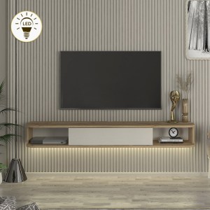 meg-GP042-0306,1-0 ΕΠΙΠΛΟ ΤΗΛΕΟΡΑΣΗΣ ΕΠΙΤΟΙΧΙΟ CROSS MEGAPAP ΜΕ LED ΧΡΩΜΑ SEPET OAK - SANDSTONE 150X29,6X19,2ΕΚ.