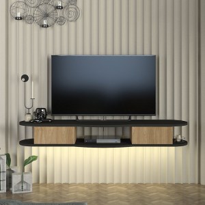 meg-GP042-0309,1-2 ΕΠΙΠΛΟ ΤΗΛΕΟΡΑΣΗΣ ΕΠΙΤΟΙΧΙΟ PERK MEGAPAP ΜΕ LED ΧΡΩΜΑ ΑΝΘΡΑΚΙ - SEPET OAK 150X35X19,2ΕΚ.