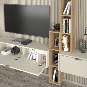 meg-GP042-0311,1-4 ΣΥΝΘΕΣΗ ΤΗΛΕΟΡΑΣΗΣ ΕΠΙΤΟΙΧΙΑ EDGAR ΧΡΩΜΑ SANDSTONE - SEPET OAK 198,4X29,6X148,5ΕΚ.
