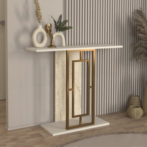 meg-GP042-0316,1-0 ΚΟΝΣΟΛΑ ALDERAS MEGAPAP ΧΡΩΜΑ ΛΕΥΚΟ - TRAVERTINE - ΧΡΥΣΟ 90X29,6X76,8ΕΚ.