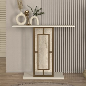 meg-GP042-0316,1-1 ΚΟΝΣΟΛΑ ALDERAS MEGAPAP ΧΡΩΜΑ ΛΕΥΚΟ - TRAVERTINE - ΧΡΥΣΟ 90X29,6X76,8ΕΚ.