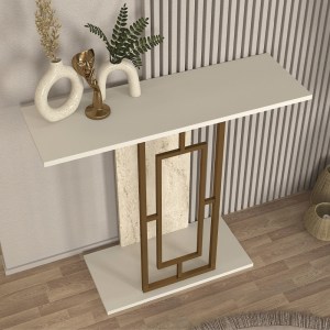 meg-GP042-0316,1-2 ΚΟΝΣΟΛΑ ALDERAS MEGAPAP ΧΡΩΜΑ ΛΕΥΚΟ - TRAVERTINE - ΧΡΥΣΟ 90X29,6X76,8ΕΚ.