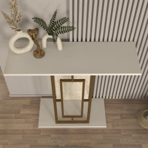 meg-GP042-0316,1-3 ΚΟΝΣΟΛΑ ALDERAS MEGAPAP ΧΡΩΜΑ ΛΕΥΚΟ - TRAVERTINE - ΧΡΥΣΟ 90X29,6X76,8ΕΚ.