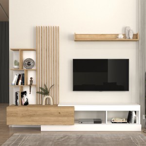 meg-GP042-0323,1-0 ΣΥΝΘΕΣΗ ΤΗΛΕΟΡΑΣΗΣ VERMONT MEGAPAP ΧΡΩΜΑ ΛΕΥΚΟ - SEPET OAK 240X40X192ΕΚ.