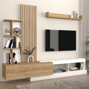 meg-GP042-0323,1-2 ΣΥΝΘΕΣΗ ΤΗΛΕΟΡΑΣΗΣ VERMONT MEGAPAP ΧΡΩΜΑ ΛΕΥΚΟ - SEPET OAK 240X40X192ΕΚ.