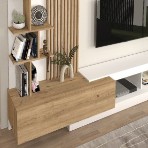 meg-GP042-0323,1-4 ΣΥΝΘΕΣΗ ΤΗΛΕΟΡΑΣΗΣ VERMONT MEGAPAP ΧΡΩΜΑ ΛΕΥΚΟ - SEPET OAK 240X40X192ΕΚ.