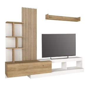 meg-GP042-0323,1-5 ΣΥΝΘΕΣΗ ΤΗΛΕΟΡΑΣΗΣ VERMONT MEGAPAP ΧΡΩΜΑ ΛΕΥΚΟ - SEPET OAK 240X40X192ΕΚ.