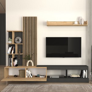 meg-GP042-0323,2-1 ΣΥΝΘΕΣΗ ΤΗΛΕΟΡΑΣΗΣ VERMONT MEGAPAP ΧΡΩΜΑ ΑΝΘΡΑΚΙ - SEPET OAK 240X40X192ΕΚ.