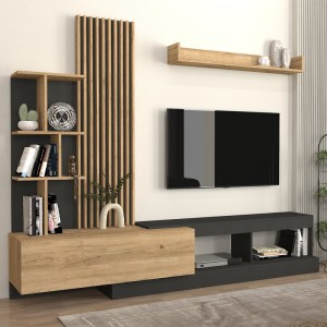 meg-GP042-0323,2-2 ΣΥΝΘΕΣΗ ΤΗΛΕΟΡΑΣΗΣ VERMONT MEGAPAP ΧΡΩΜΑ ΑΝΘΡΑΚΙ - SEPET OAK 240X40X192ΕΚ.