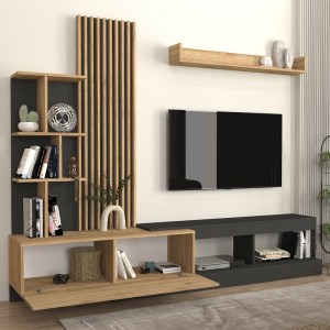 meg-GP042-0323,2-3 ΣΥΝΘΕΣΗ ΤΗΛΕΟΡΑΣΗΣ VERMONT MEGAPAP ΧΡΩΜΑ ΑΝΘΡΑΚΙ - SEPET OAK 240X40X192ΕΚ.