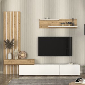 meg-GP042-0324,1-0 ΣΥΝΘΕΣΗ ΤΗΛΕΟΡΑΣΗΣ ROSALINE MEGAPAP ΧΡΩΜΑ ΛΕΥΚΟ - SEPET OAK 233X31,3X196,8ΕΚ.