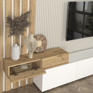 meg-GP042-0324,1-4 ΣΥΝΘΕΣΗ ΤΗΛΕΟΡΑΣΗΣ ROSALINE MEGAPAP ΧΡΩΜΑ ΛΕΥΚΟ - SEPET OAK 233X31,3X196,8ΕΚ.