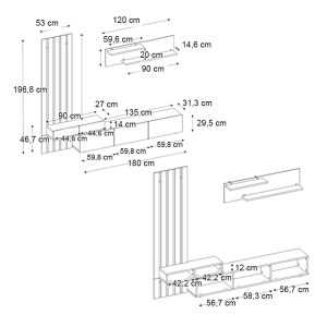 meg-GP042-0324,1-6 ΣΥΝΘΕΣΗ ΤΗΛΕΟΡΑΣΗΣ ROSALINE MEGAPAP ΧΡΩΜΑ ΛΕΥΚΟ - SEPET OAK 233X31,3X196,8ΕΚ.
