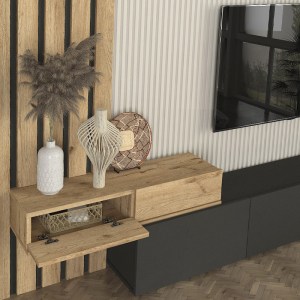 meg-GP042-0324,2-4 ΣΥΝΘΕΣΗ ΤΗΛΕΟΡΑΣΗΣ ROSALINE MEGAPAP ΧΡΩΜΑ ΑΝΘΡΑΚΙ - SEPET OAK 233X31,3X196,8ΕΚ.