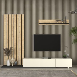 meg-GP042-0325,1-0 ΣΥΝΘΕΣΗ ΤΗΛΕΟΡΑΣΗΣ NAGINI MEGAPAP ΧΡΩΜΑ IVORY - SAPPHIRE OAK - ΑΝΘΡΑΚΙ 260X39,4X203,6ΕΚ.