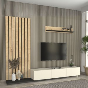 meg-GP042-0325,1-2 ΣΥΝΘΕΣΗ ΤΗΛΕΟΡΑΣΗΣ NAGINI MEGAPAP ΧΡΩΜΑ IVORY - SAPPHIRE OAK - ΑΝΘΡΑΚΙ 260X39,4X203,6ΕΚ.