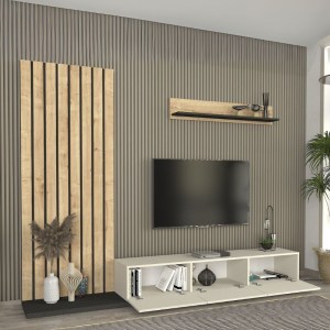 meg-GP042-0325,1-3 ΣΥΝΘΕΣΗ ΤΗΛΕΟΡΑΣΗΣ NAGINI MEGAPAP ΧΡΩΜΑ IVORY - SAPPHIRE OAK - ΑΝΘΡΑΚΙ 260X39,4X203,6ΕΚ.