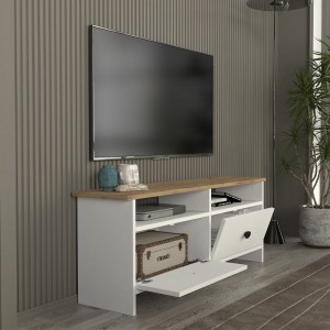 meg-GP042-0327,1-3 ΕΠΙΠΛΟ ΤΗΛΕΟΡΑΣΗΣ GRADIAS MEGAPAP ΧΡΩΜΑ ΛΕΥΚΟ - SAPPHIRE OAK 120X29,6X46,8ΕΚ.