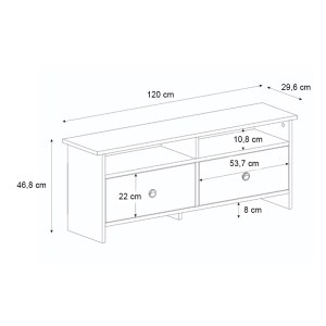 meg-GP042-0327,1-5 ΕΠΙΠΛΟ ΤΗΛΕΟΡΑΣΗΣ GRADIAS MEGAPAP ΧΡΩΜΑ ΛΕΥΚΟ - SAPPHIRE OAK 120X29,6X46,8ΕΚ.