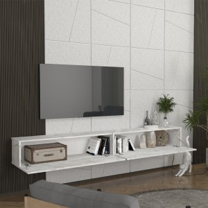 meg-GP042-0328,5-1 ΕΠΙΠΛΟ ΤΗΛΕΟΡΑΣΗΣ ΕΠΙΤΟΙΧΙΟ ESPANSE MEGAPAP ΧΡΩΜΑ ΛΕΥΚΟ ΕΦΕ ΜΑΡΜΑΡΟΥ 241,8X31,7X30ΕΚ.