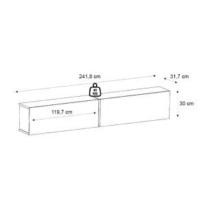 meg-GP042-0328,6-5 ΕΠΙΠΛΟ ΤΗΛΕΟΡΑΣΗΣ ΕΠΙΤΟΙΧΙΟ ESPANSE MEGAPAP ΧΡΩΜΑ ΜΑΥΡΟ ΕΦΕ ΜΑΡΜΑΡΟΥ 241,8X31,7X30ΕΚ.