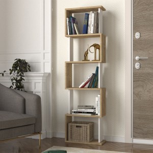 meg-GP042-0330,3-0 ΒΙΒΛΙΟΘΗΚΗ ALVINA MEGAPAP ΧΡΩΜΑ SAPPHIRE OAK - ΛΕΥΚΟ 45X19,6X158,8ΕΚ.
