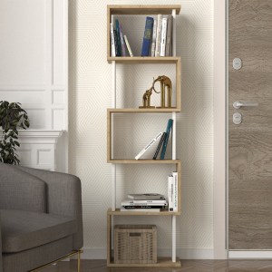 meg-GP042-0330,3-1 ΒΙΒΛΙΟΘΗΚΗ ALVINA MEGAPAP ΧΡΩΜΑ SAPPHIRE OAK - ΛΕΥΚΟ 45X19,6X158,8ΕΚ.