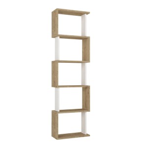 meg-GP042-0330,3-3 ΒΙΒΛΙΟΘΗΚΗ ALVINA MEGAPAP ΧΡΩΜΑ SAPPHIRE OAK - ΛΕΥΚΟ 45X19,6X158,8ΕΚ.