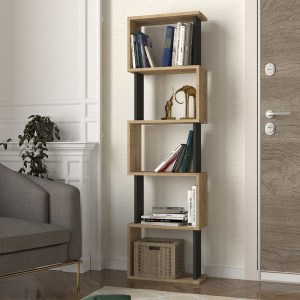 meg-GP042-0330,4-0 ΒΙΒΛΙΟΘΗΚΗ ALVINA MEGAPAP ΧΡΩΜΑ SAPPHIRE OAK - ΑΝΘΡΑΚΙ 45X19,6X158,8ΕΚ.