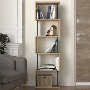 meg-GP042-0330,4-1 ΒΙΒΛΙΟΘΗΚΗ ALVINA MEGAPAP ΧΡΩΜΑ SAPPHIRE OAK - ΑΝΘΡΑΚΙ 45X19,6X158,8ΕΚ.