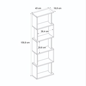 meg-GP042-0330,4-4 ΒΙΒΛΙΟΘΗΚΗ ALVINA MEGAPAP ΧΡΩΜΑ SAPPHIRE OAK - ΑΝΘΡΑΚΙ 45X19,6X158,8ΕΚ.